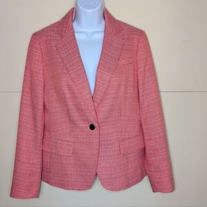 Anne Klein Blazer Jacket Coral and White Textured